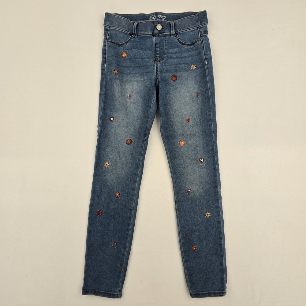 Wonder Nation Girls Denim Skinny Jeans with Colorful Embroidery